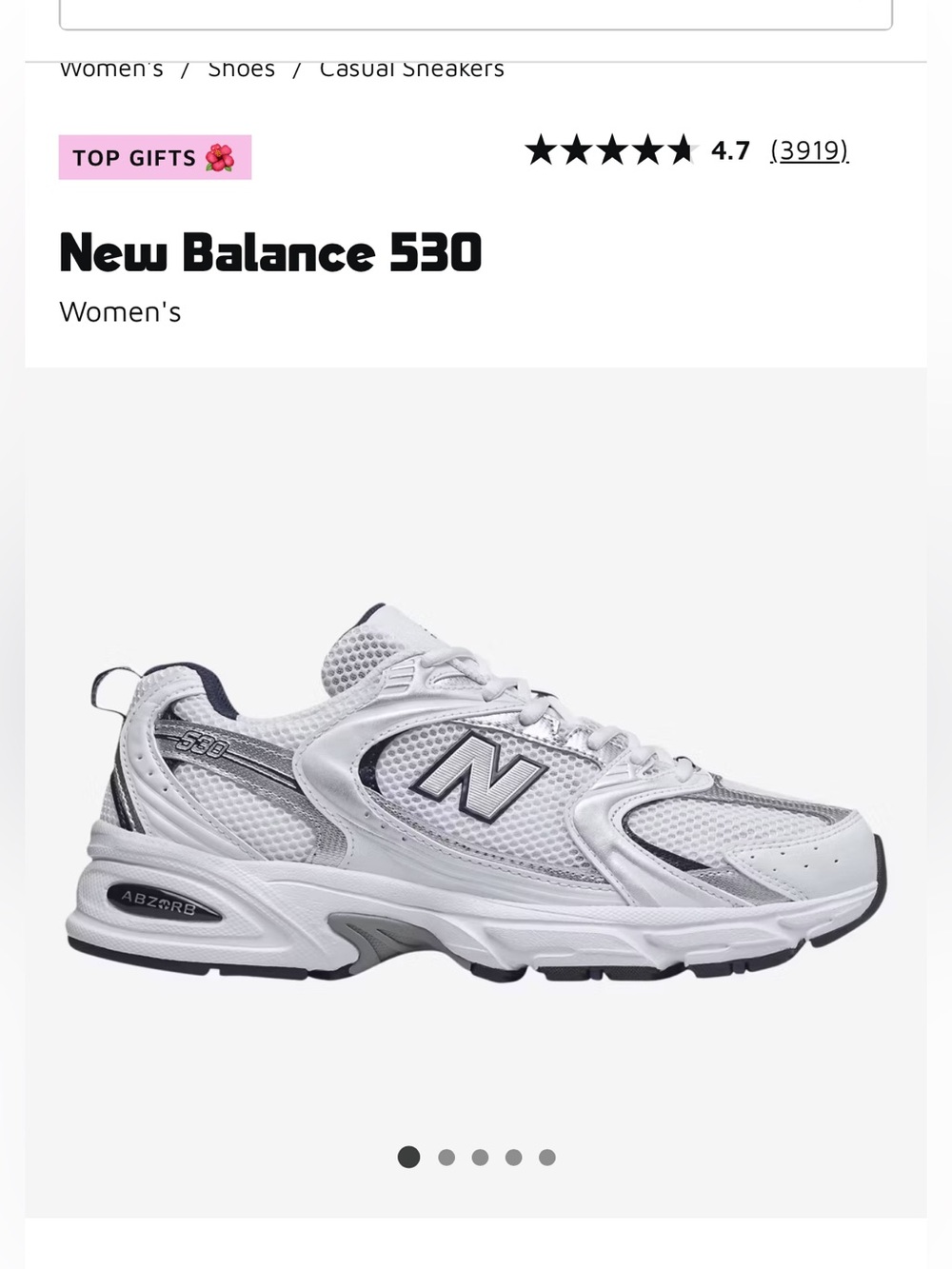 New Balance Women's White and Gray 530 Athletic Sneakers